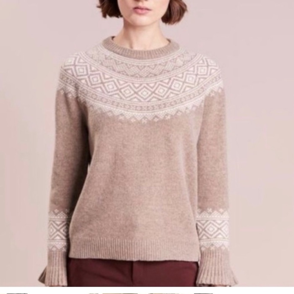 J.Crew Wool Blend Sweater With Bell Sleeves Size Medium Taupe